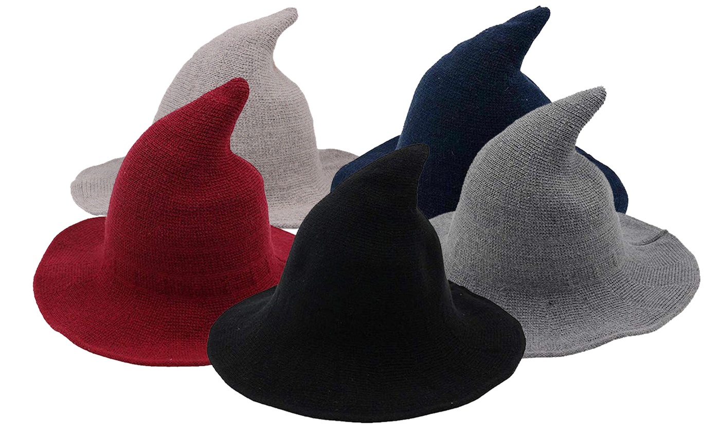 Women's Witch Kinitted-Wool Hats for Halloween Party Masquerade Cosplay Costume
