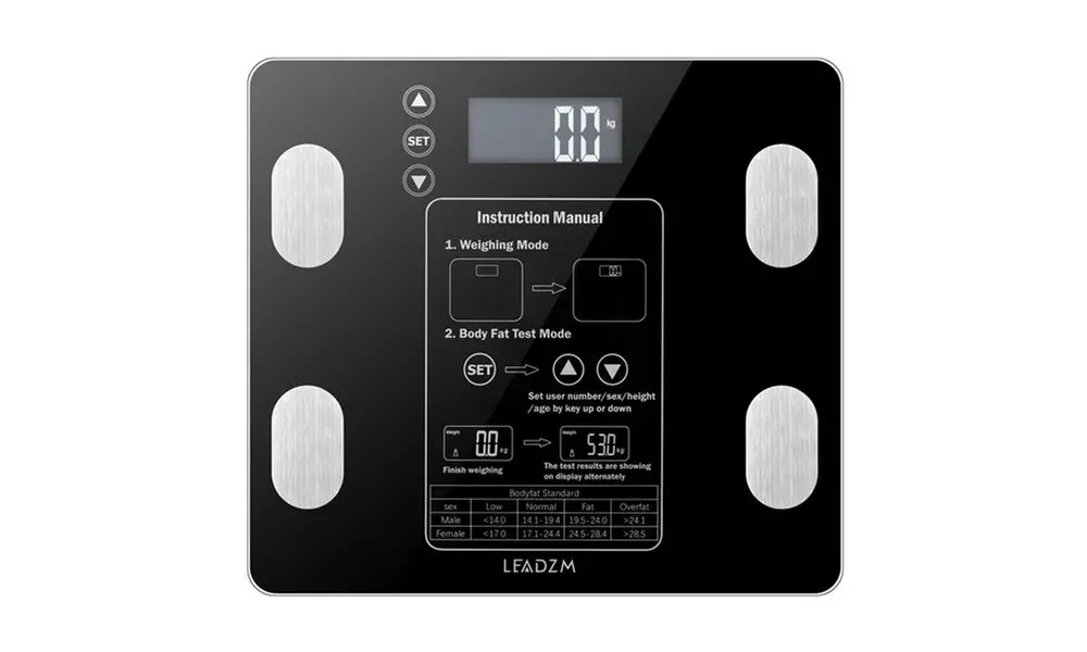 LEADZM AW938 180kg/100g Digital Body Fat Scale Health Analyser Fat Muscle - Primary Image