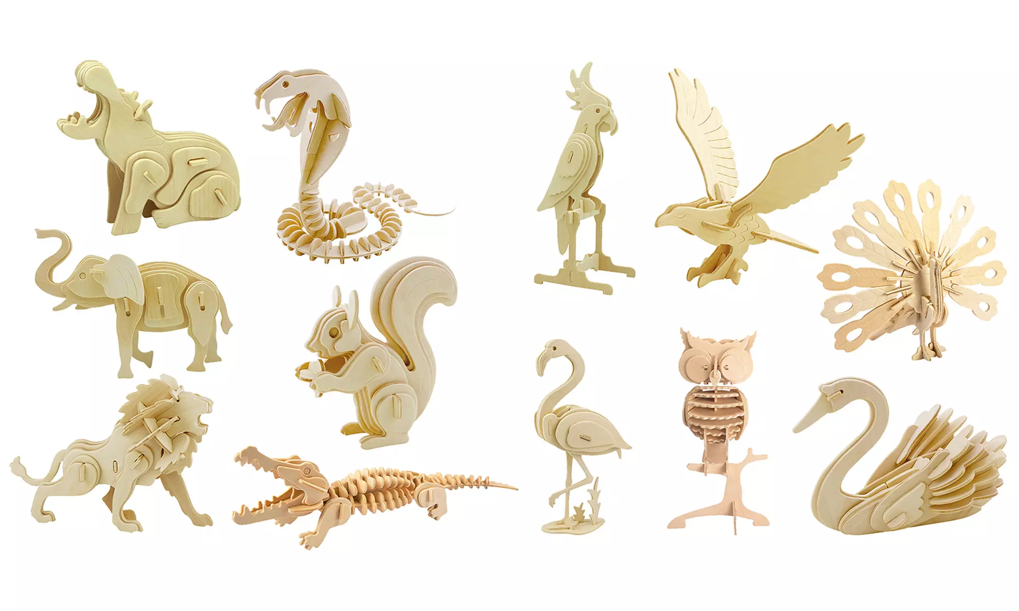 DIY 3D Wooden Puzzle, Assorted 6 Pack Sets - Primary Image