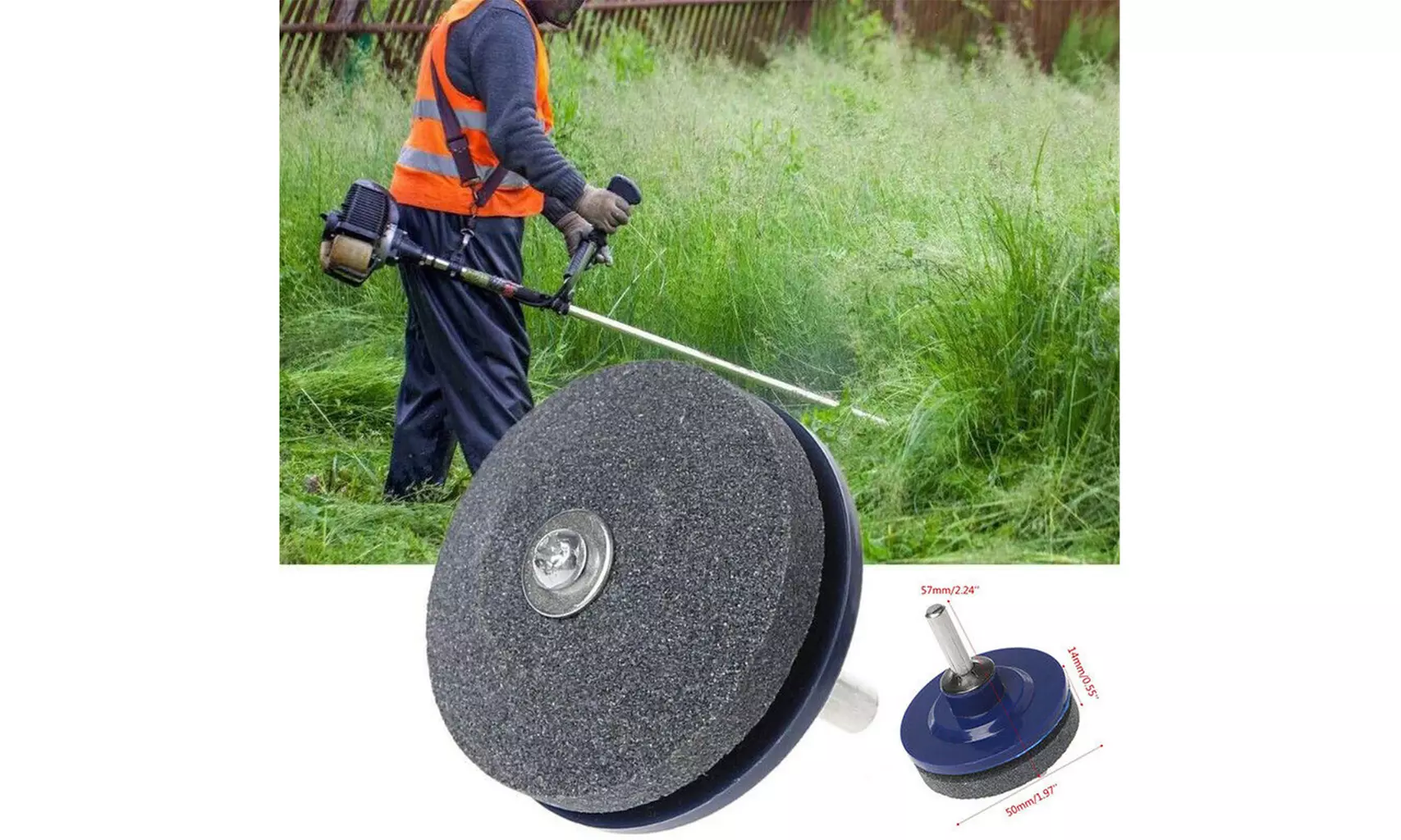 voberry 2PC Universal Lawn Mower Faster Blade Sharpener Grinding Power Drill - Second Medium