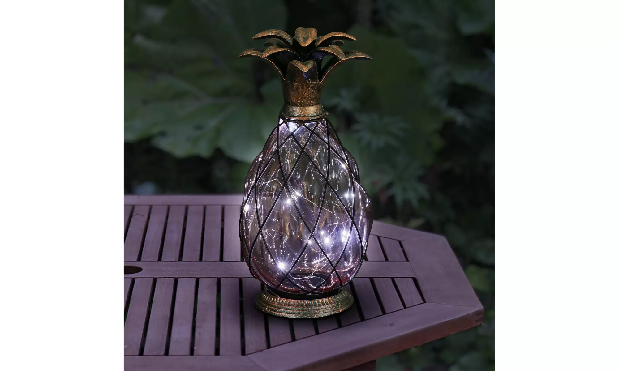 Exhart Solar Pineapple Lantern in Bronze with LED Fairy Firefly String Lights - Primary Image