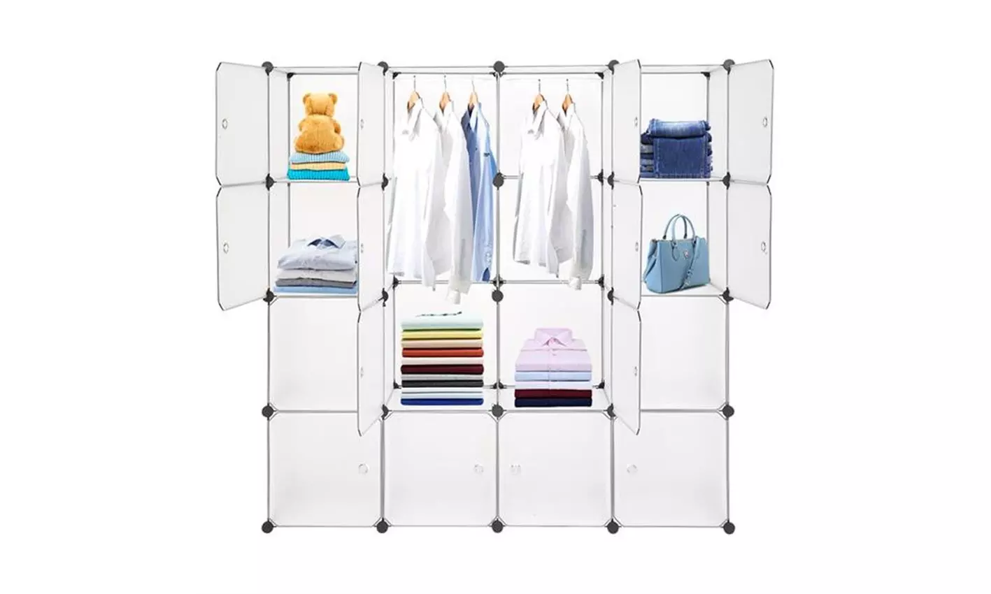 Modular Closet Organizer Plastic Cabinet Wardrobe Cubby Shelving Storage Cubes  - Primary Image
