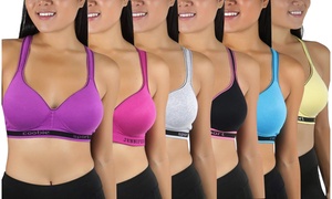 Women's Cotton Blend Padded Wireless Racerback Sports Bra