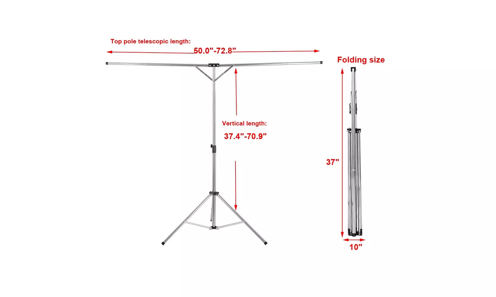 Foldable Laundry Clothes Drying Rack Adjustable High Capacity Stainless Steel - Second Medium