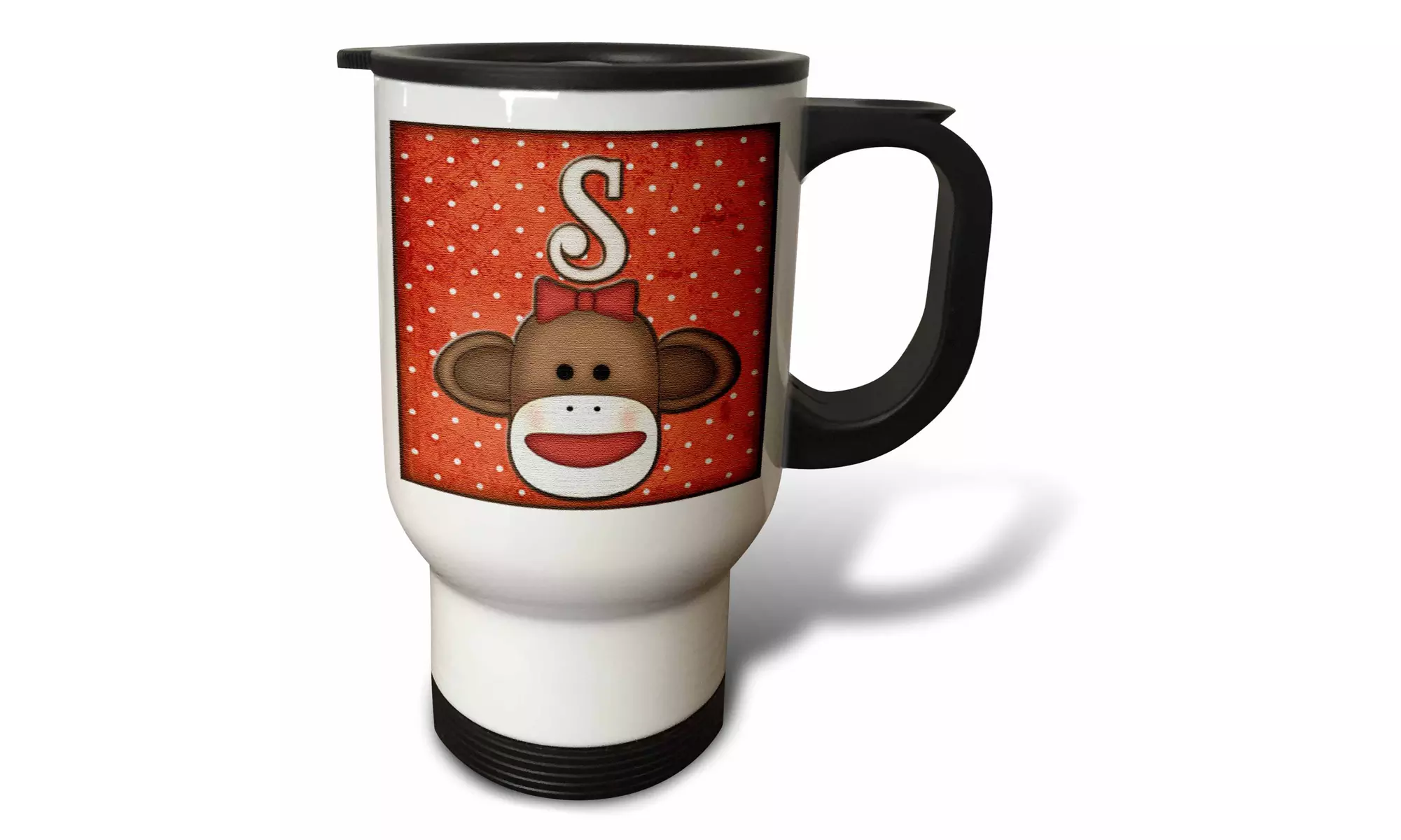  Travel Mug Cute Sock Monkey Girl Initial Letter S - 14oz  - Primary Image
