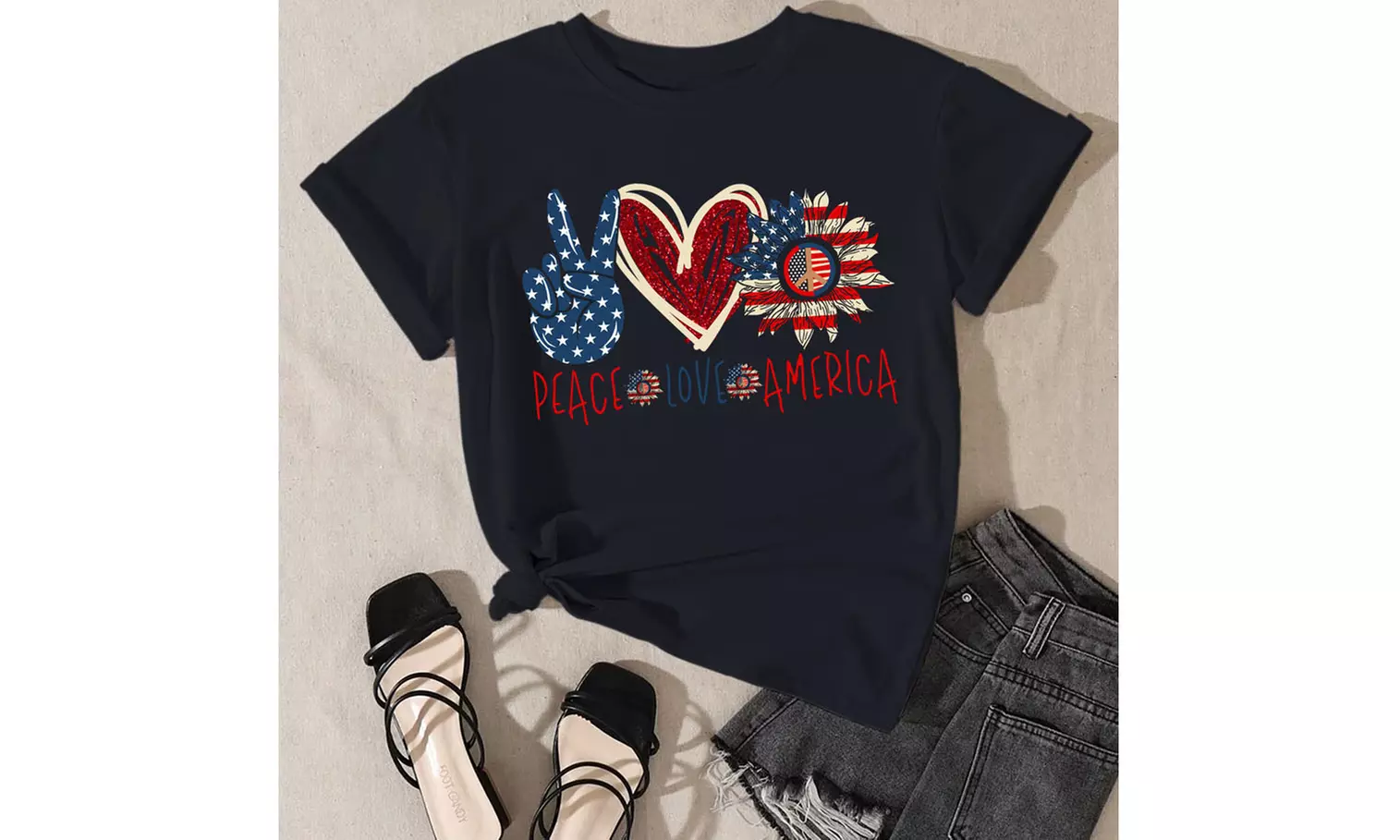 Women Miss American Flag Patriotic T-Shirt (S-2XL)