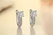 925 Sterling Silver Huggie Hoop Earrings with Crystal Pave - Second Medium