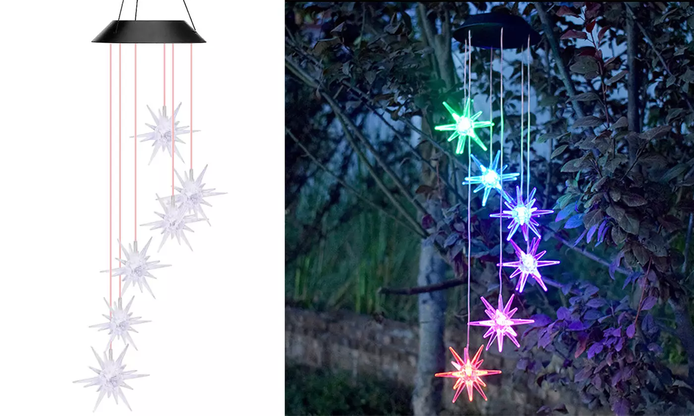 LED Changing Color Solar Hummingbird Wind Chime Waterproof Wind Chimes