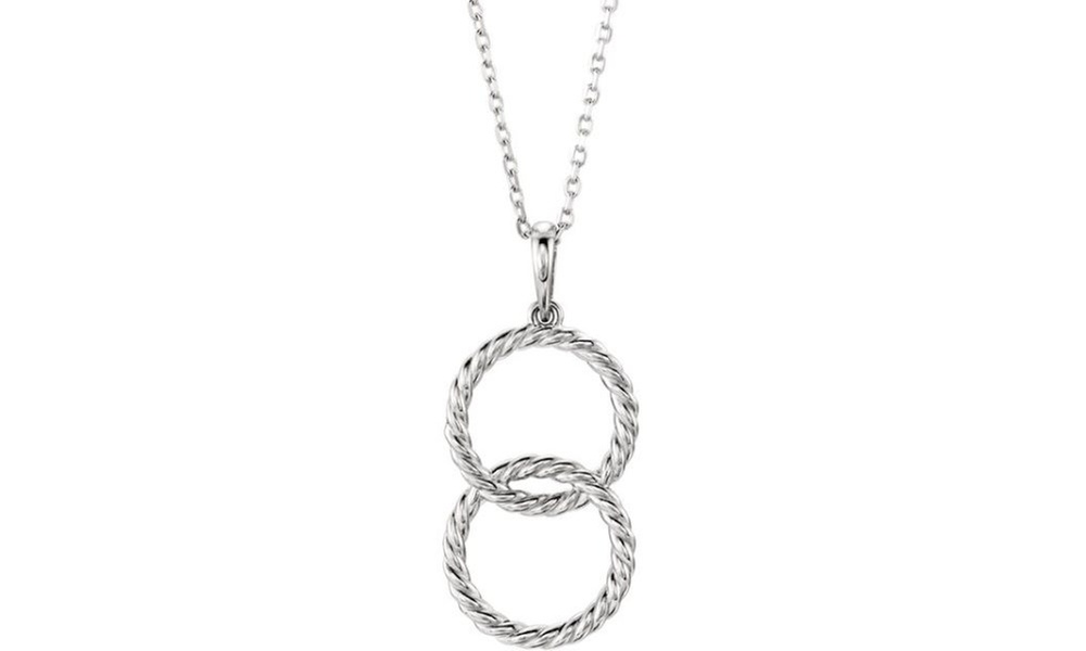 White Gold Plated Interlocking Circle Rope Necklace