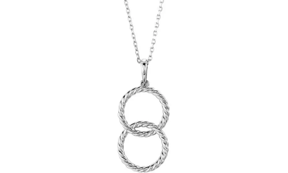 White Gold Plated Interlocking Circle Rope Necklace - Primary Image