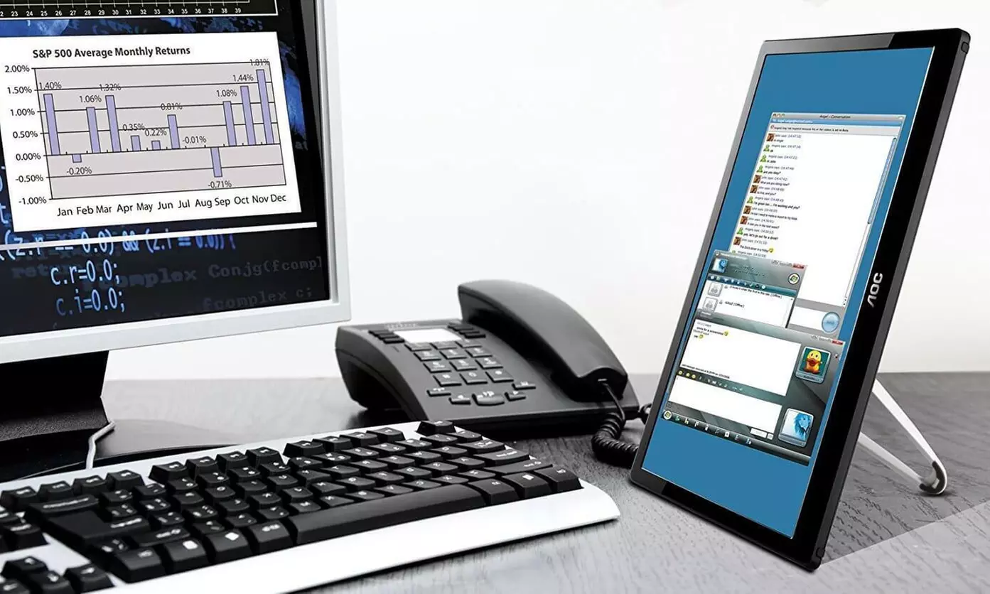 16" AOC E1659FWU Portable Ultra-Slim LED LCD Monitor, USB 3.0 Powered - Black - Primary Image