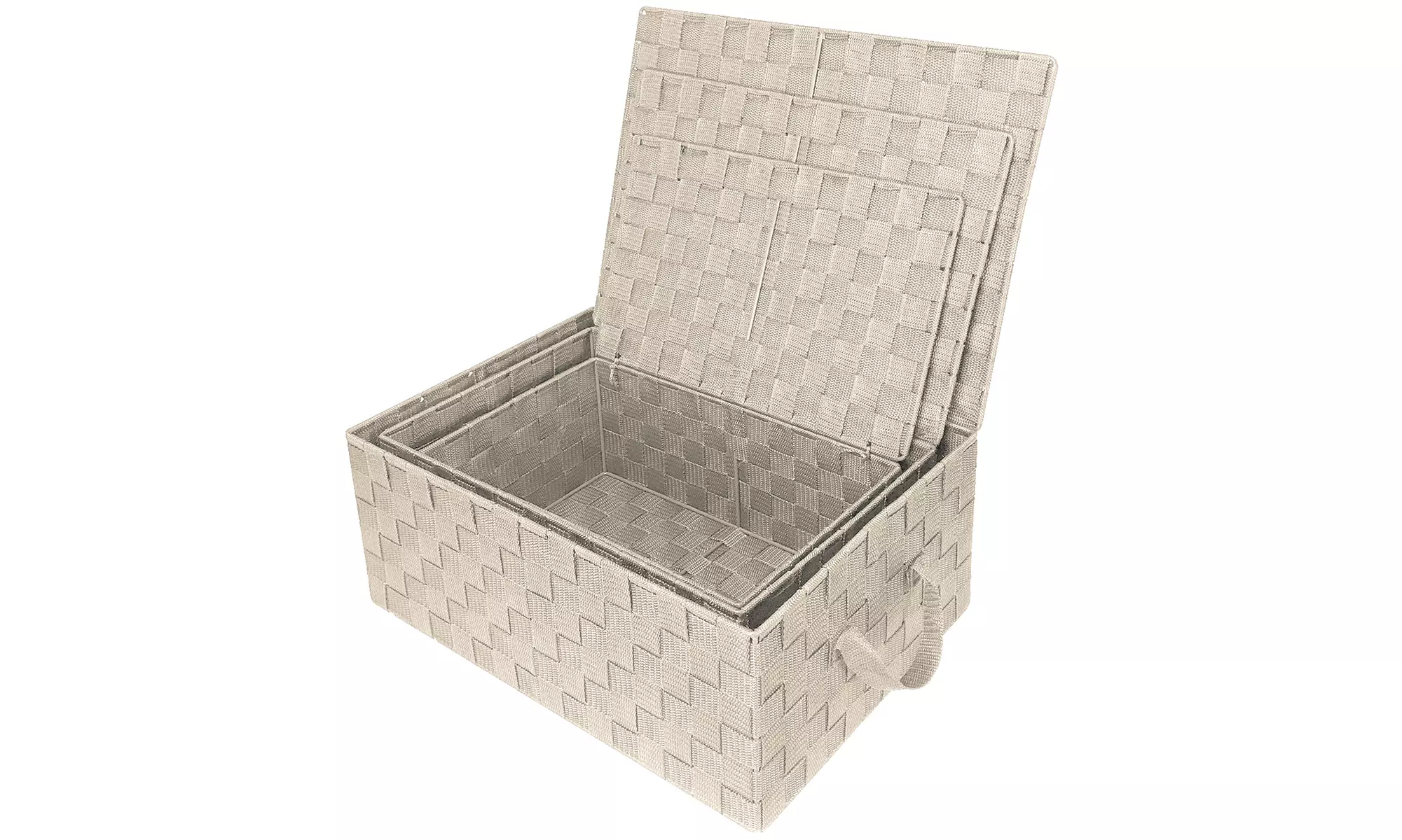 3-Pack Storage Box w/ Lid for Closet & Shelves - Woven Fabric Basket Organizer