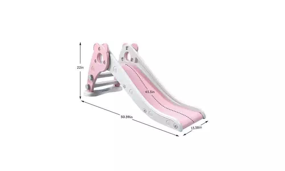 Kid Slide for Toddler Bear pink Plastic Slide Outdoor Playground Climber Slide