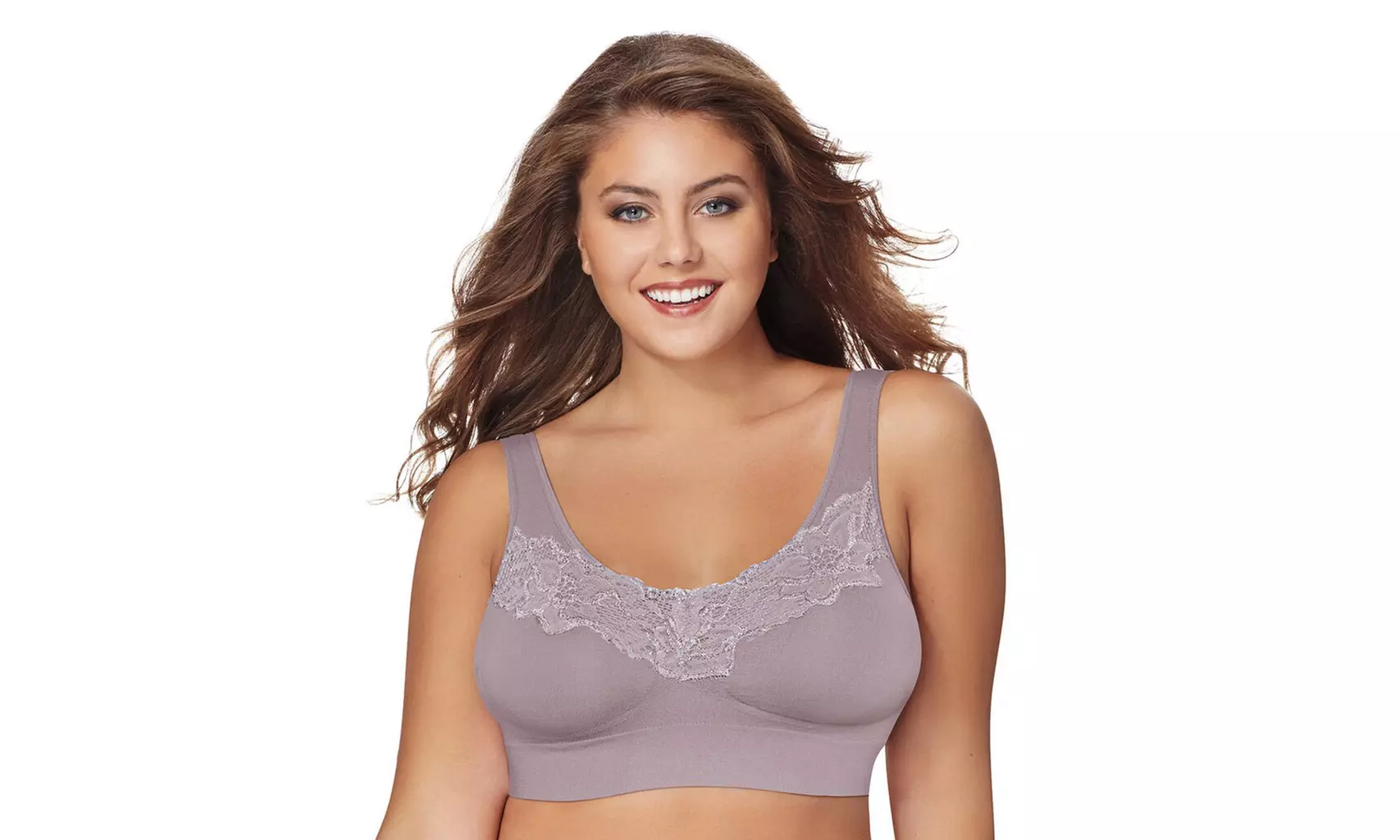 Just My Size Pure Comfort Wirefree Bra with Lace Trim (up to 6X) - Primary Image