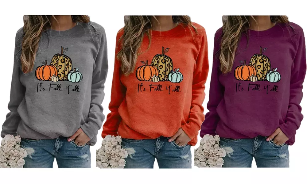 Womens Fall Halloween Tops Long Sleeve Casual Loose Fit Tunics - Primary Image