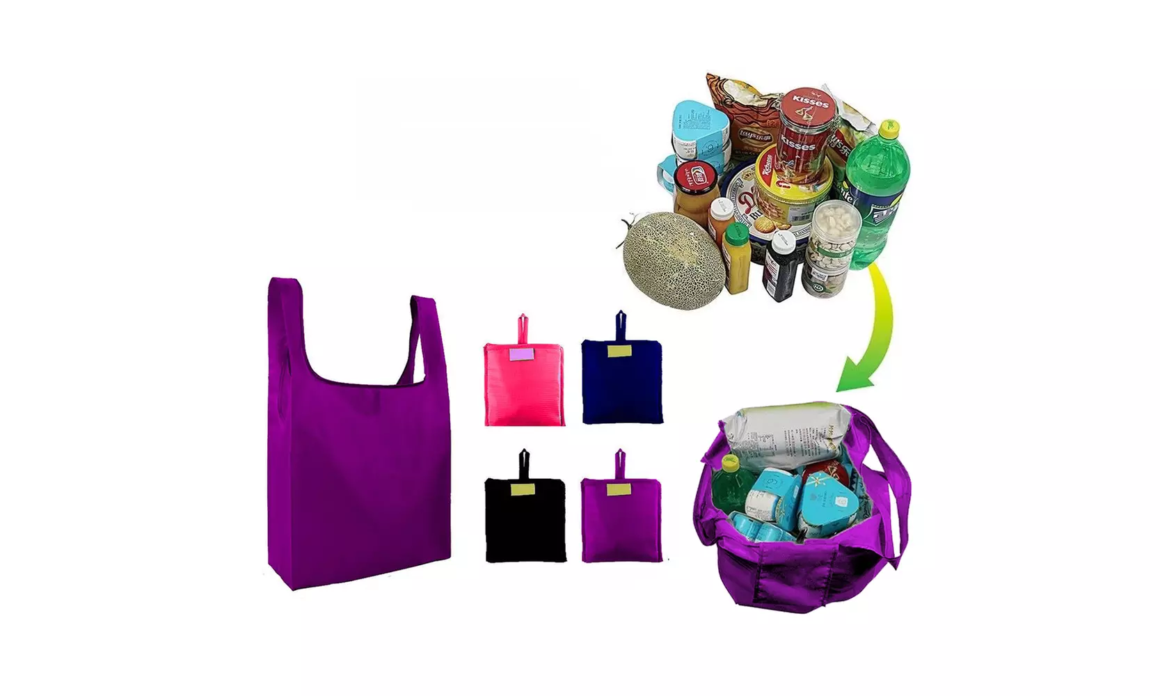 Waloo Foldable, Reusable Shopping Bag  (4 or 6 Pack) - Primary Image