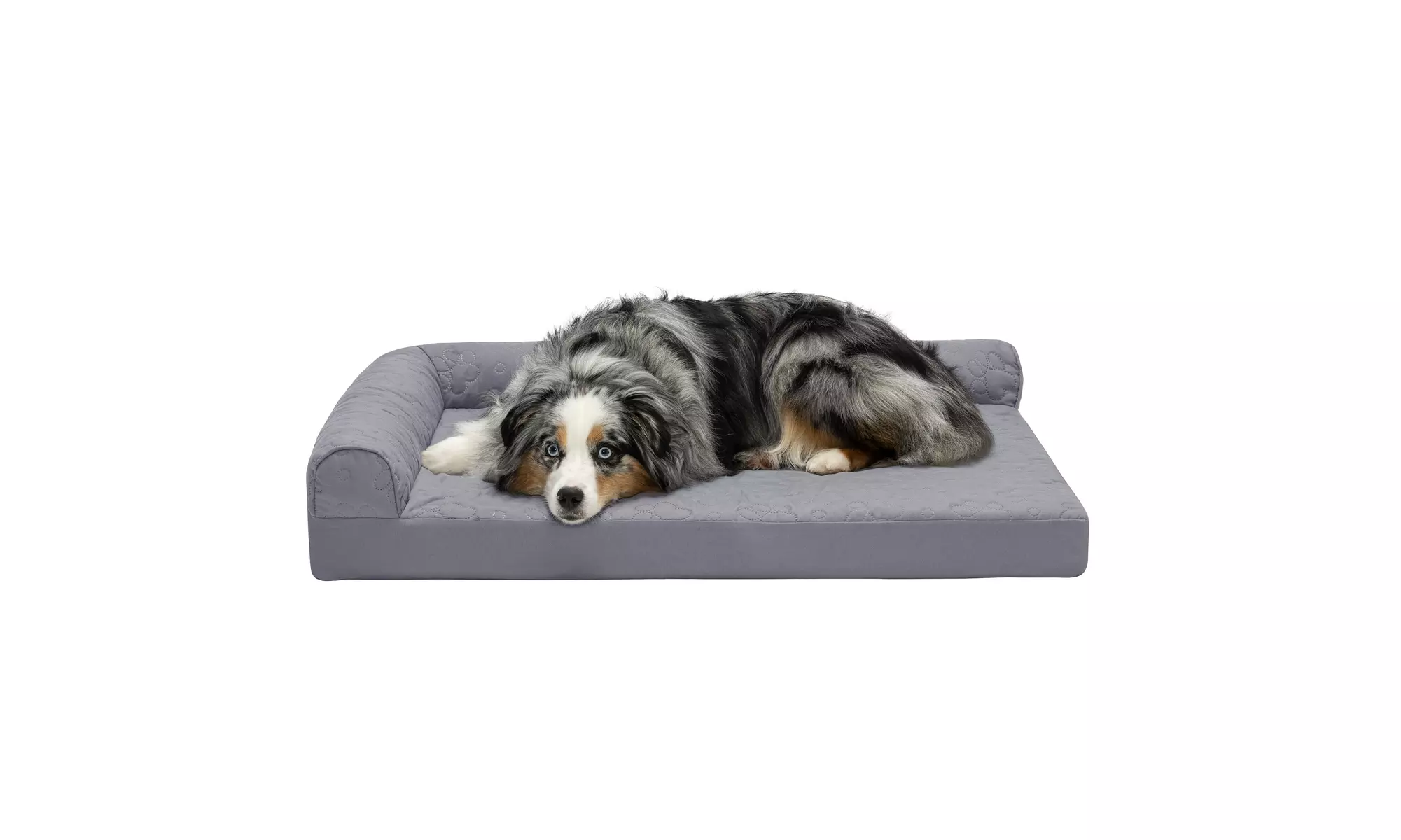 FurHaven Paw Quilted Chaise Full Support Sofa Pet Bed w/ Removable Cover