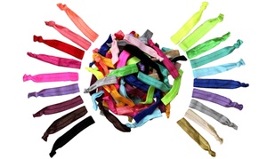 Trendy Multi-Colored Silky Ribbon Hair Ties - 60 Count