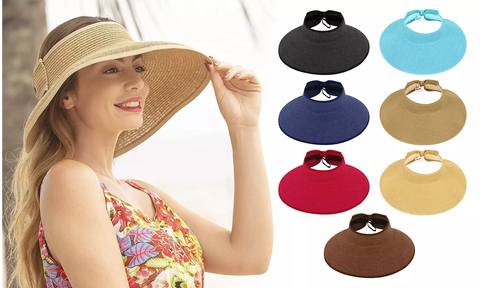 Foldable Wide Brimmed Summer Hat - Primary Image