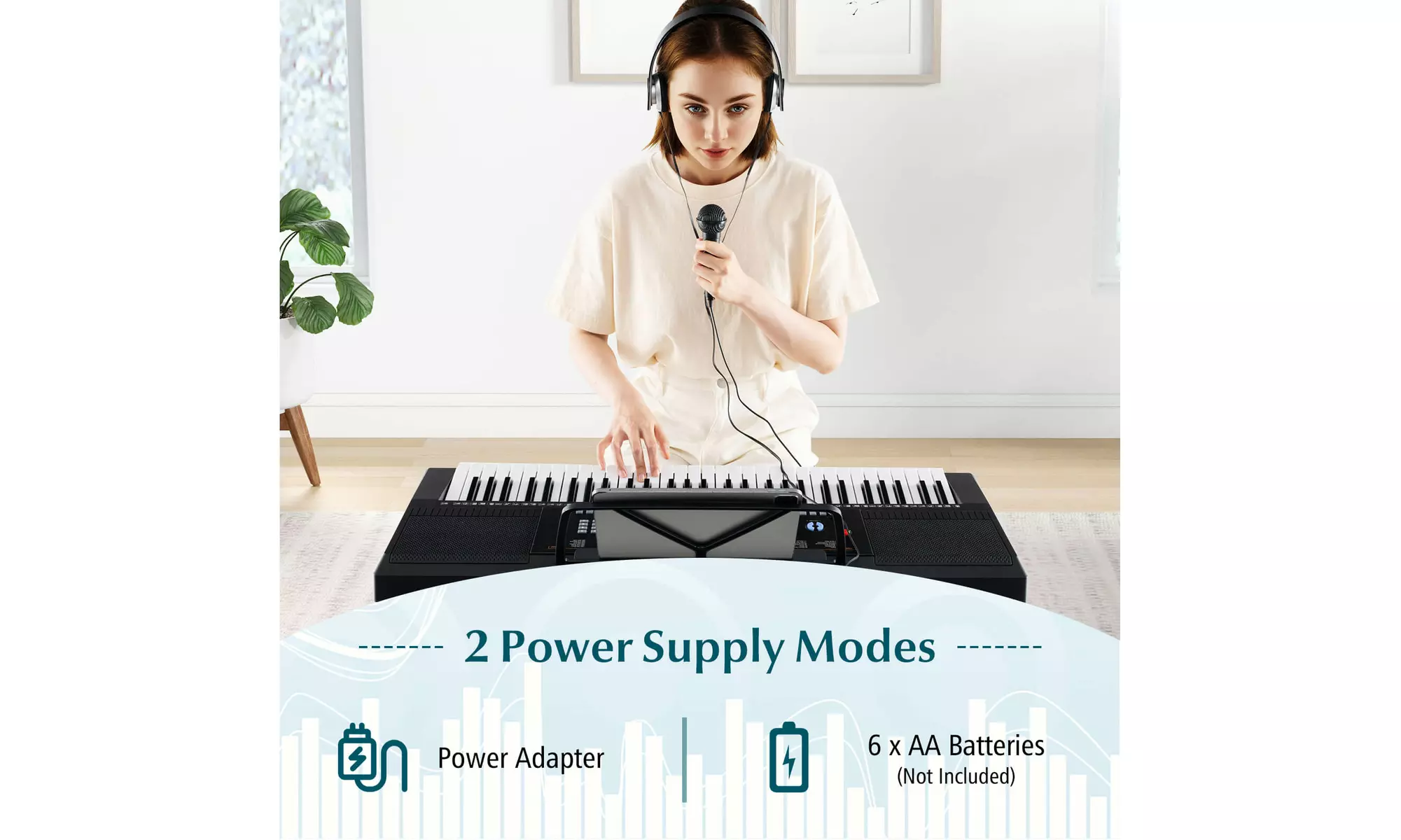 Sonart 61-Key Electronic Keyboard Piano Starter Set w/Stand Bench Headphones