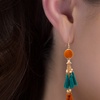 Image 1: Lesa Michele Rolo Chain and Knit Tassel Dangle Earrings