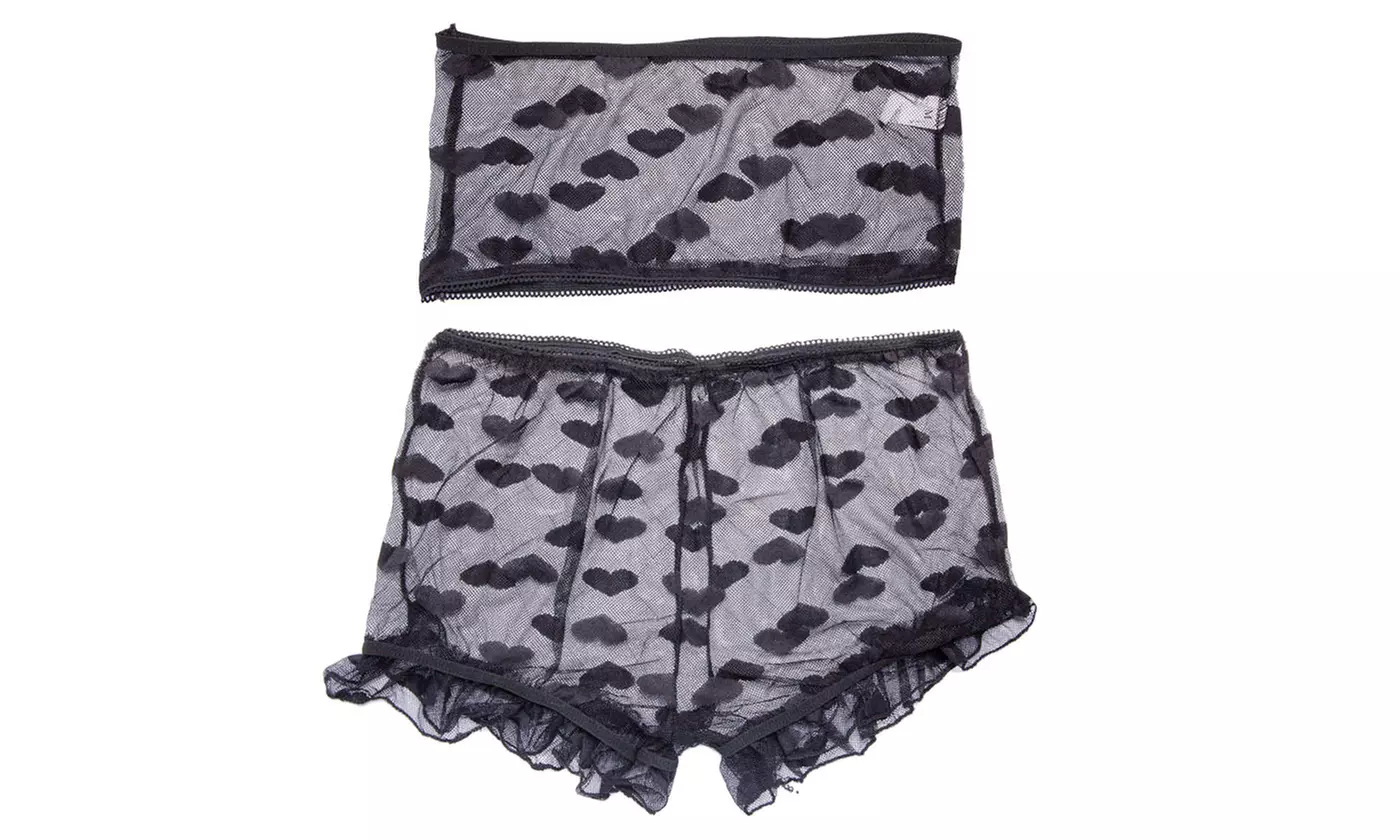Women's Mesh Sheer Lace Sexy Bra and Panty 2 Piece Exotic Lingerie Sets