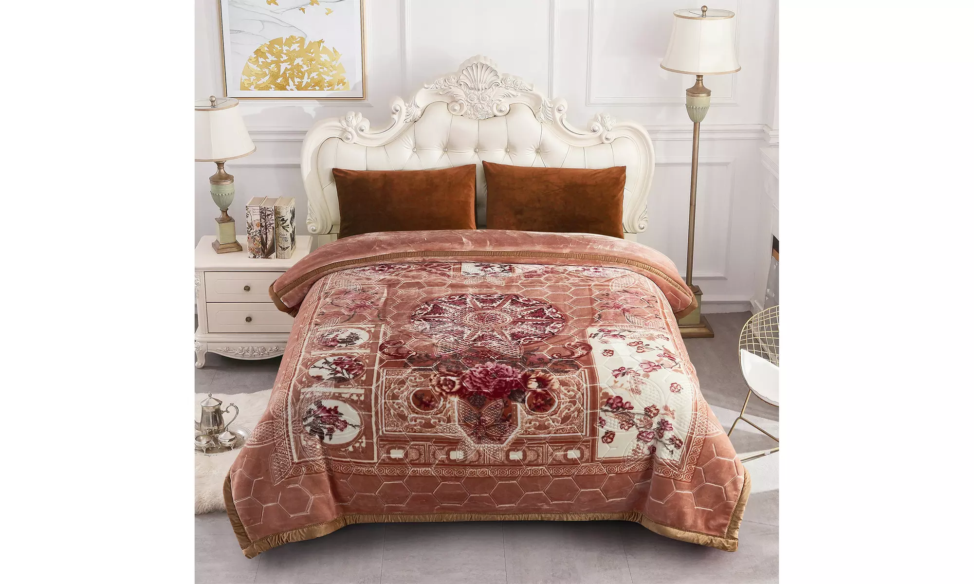 JML Heavy Fleece Blanket,2 Ply Printed Bed Blanket For King Size,85"x93",10Lb