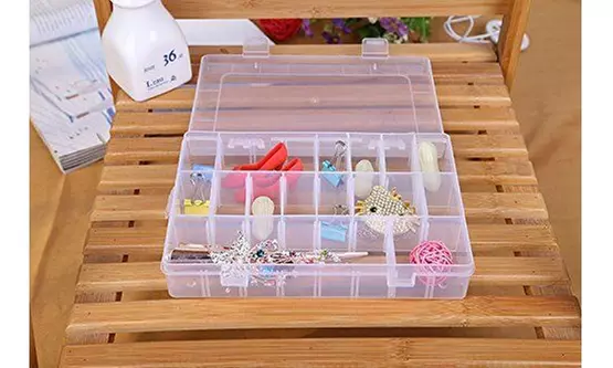 2-Pack 24 Grids Plastic Storage Box Jewelry Earring Tool Containers Organizer