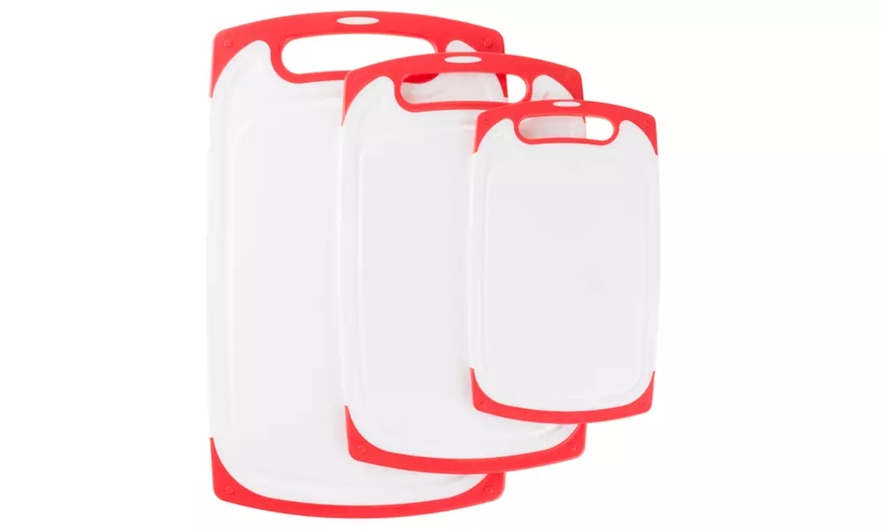 Plastic Kitchen Chopping Board Set with Juice Groove (3-Piece) - Primary Image