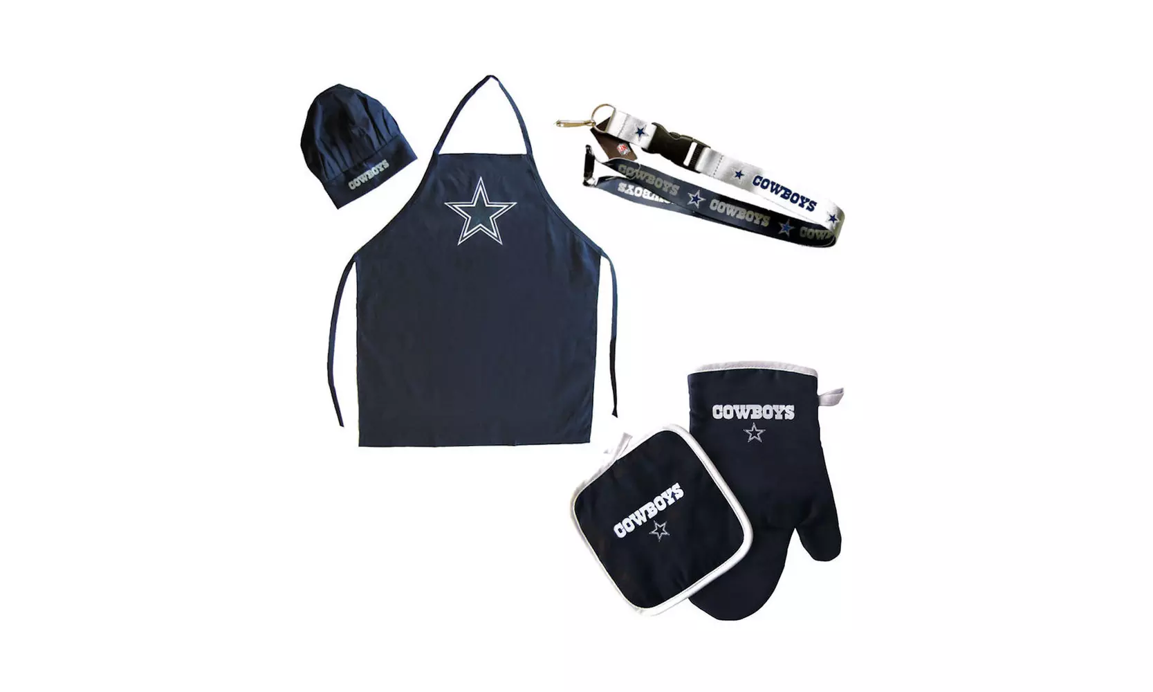 NFL Dallas Cowboys Combo BBQ Set -  Chef Hat, Apron, Oven Mitt Pot Holder and La - Primary Image