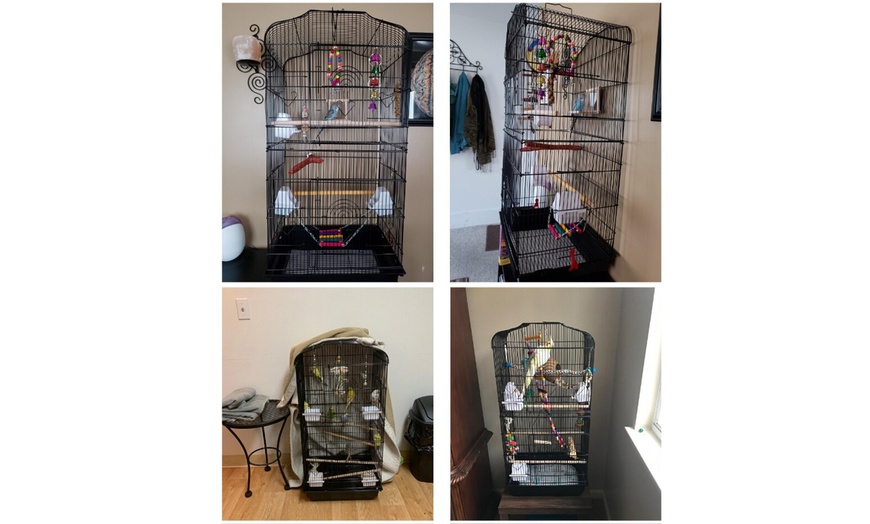 Image 2:  cage Hanging Bird Cage For Parrots Canary Budgies Lovebirds Travel Bird Cage