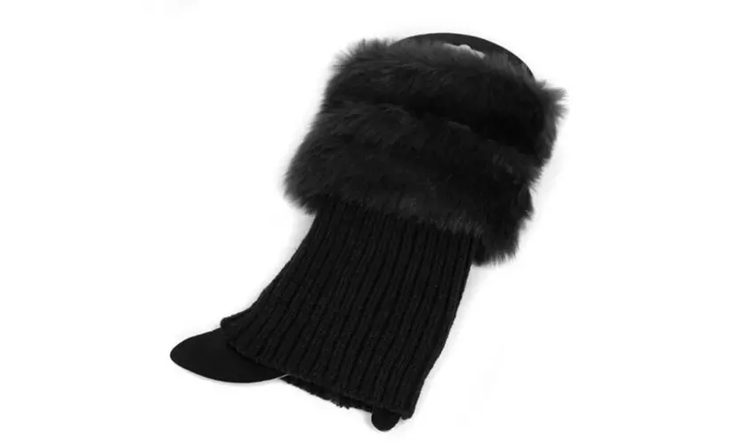Women's Boot Socks Knitted Warm Faux Fur Cuffs Toppers Ankle Leg Solid Stockings