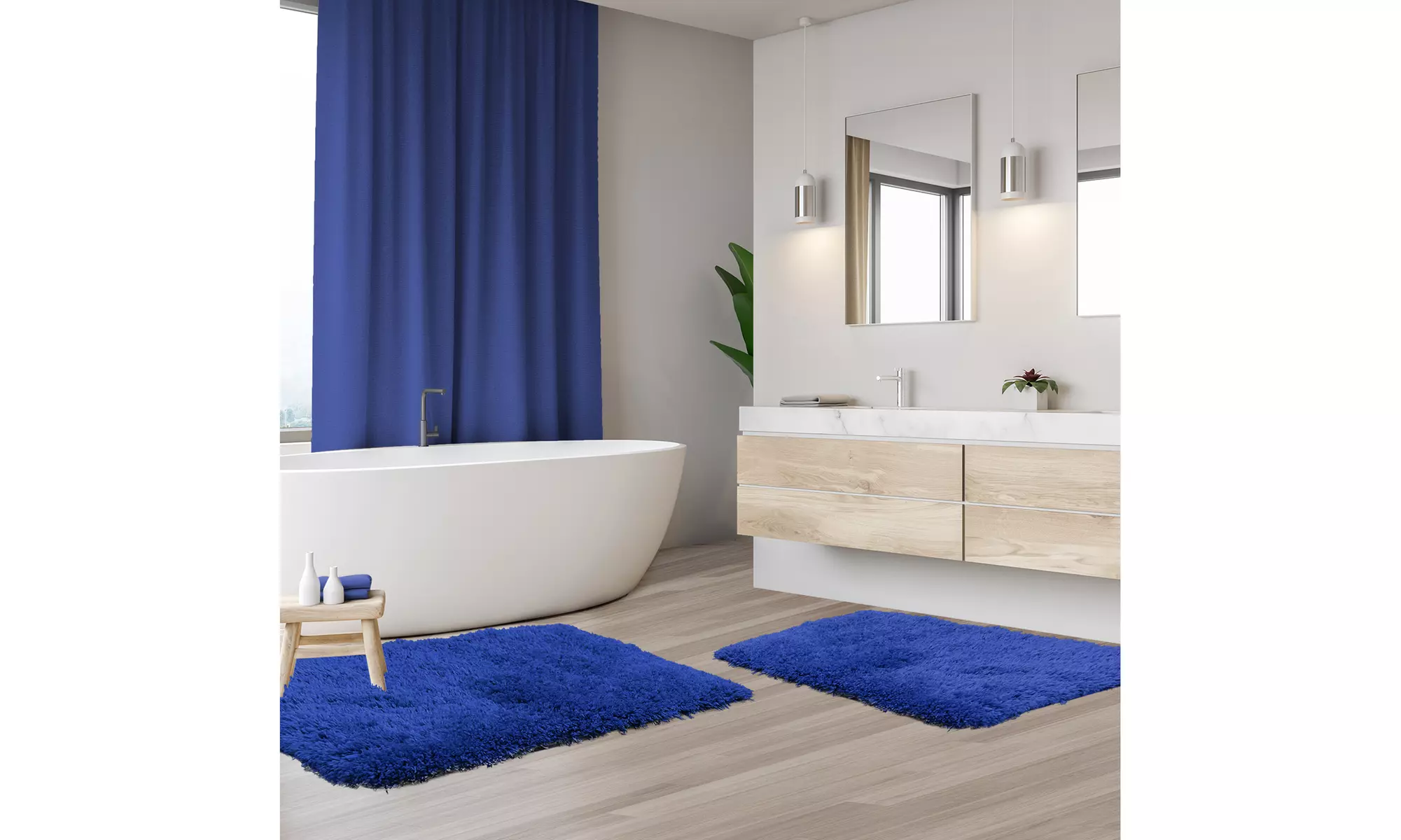 Clara Clark Non-slip Shaggy Bath Rug Set