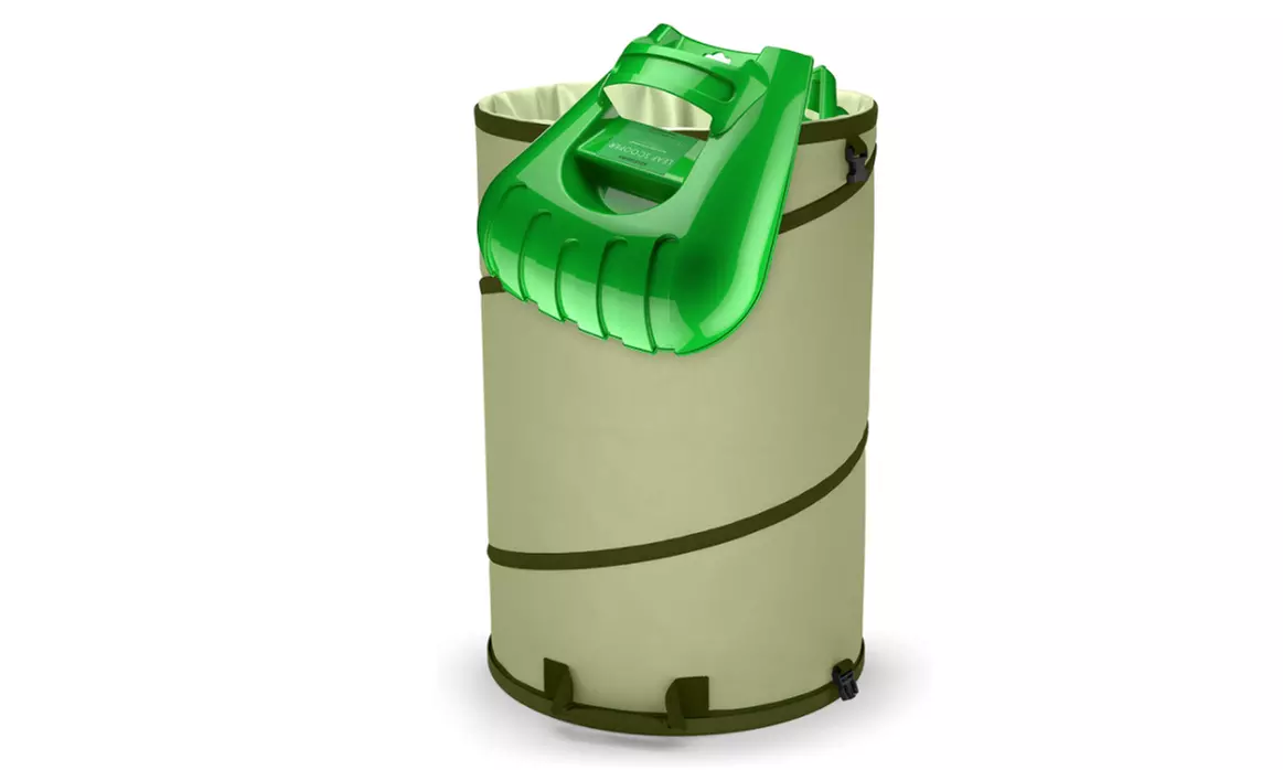 Collapsible Canvas Garden Pop-up Reusable Waste Bag Holder with Leaf Scoop - Primary Image