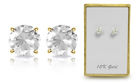 Solid 10K Gold 2.00 CTW Genuine White Topaz Stud Earrings In A Gift Box 2 Ct 10K Gold White Topaz White Topaz