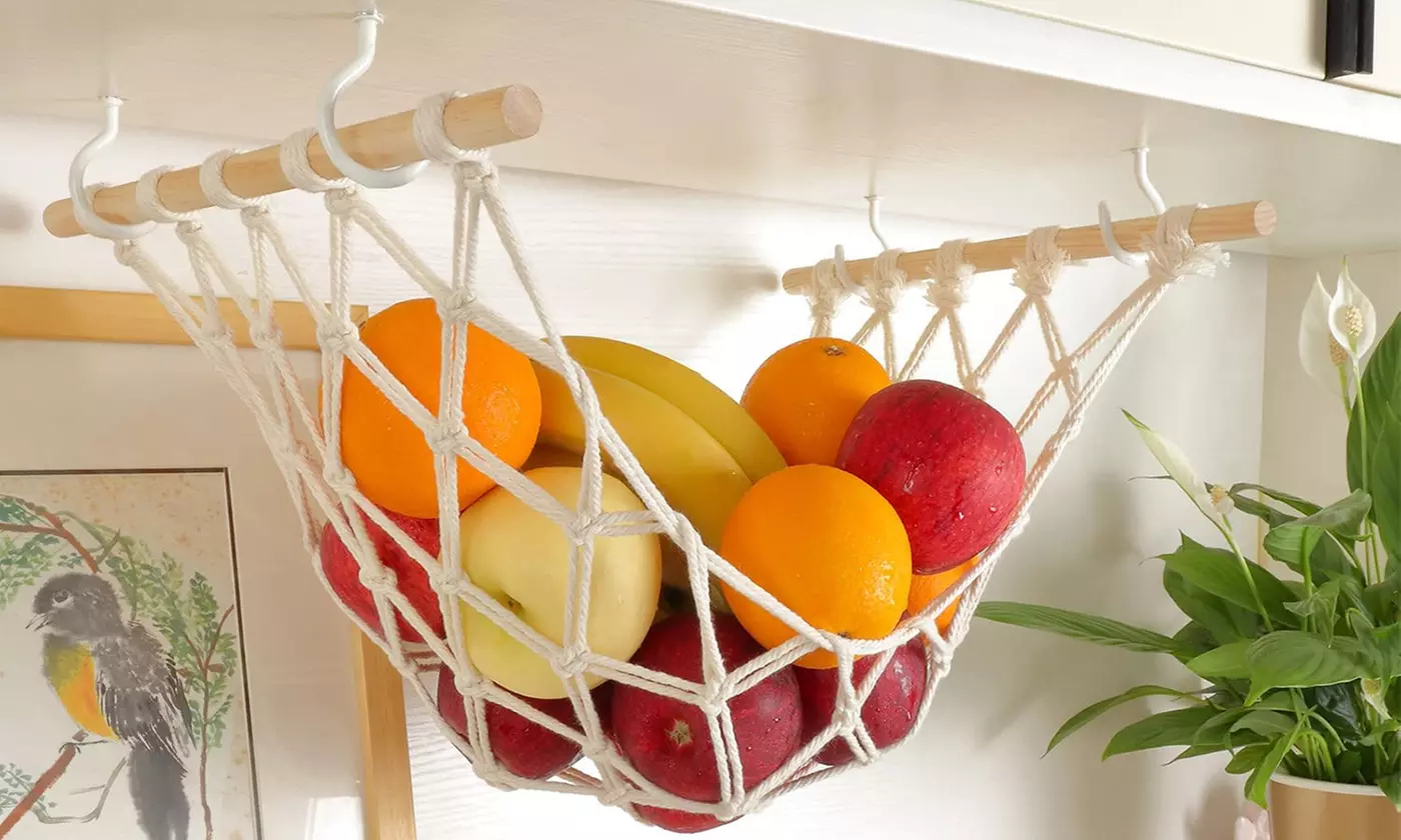 Hanging Fruit Hammock for Kitchen Under Cabinet - Primary Image