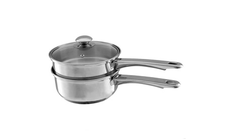 Stainless Steel 6 Cup Double Boiler - 1.5 Quart Saucepan 2-in-1 Combo Silver