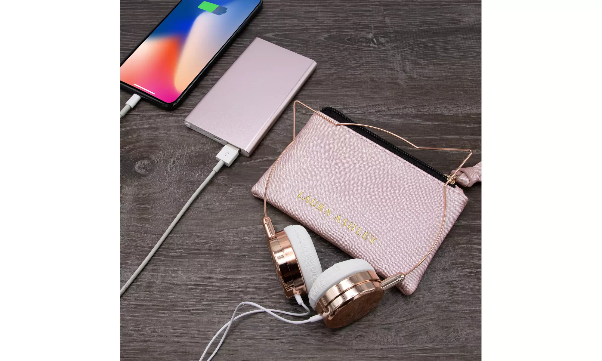 LAURA ASHLEY Tech Accessory Set- Headphones, Powerbank, Carrying Case - Primary Image