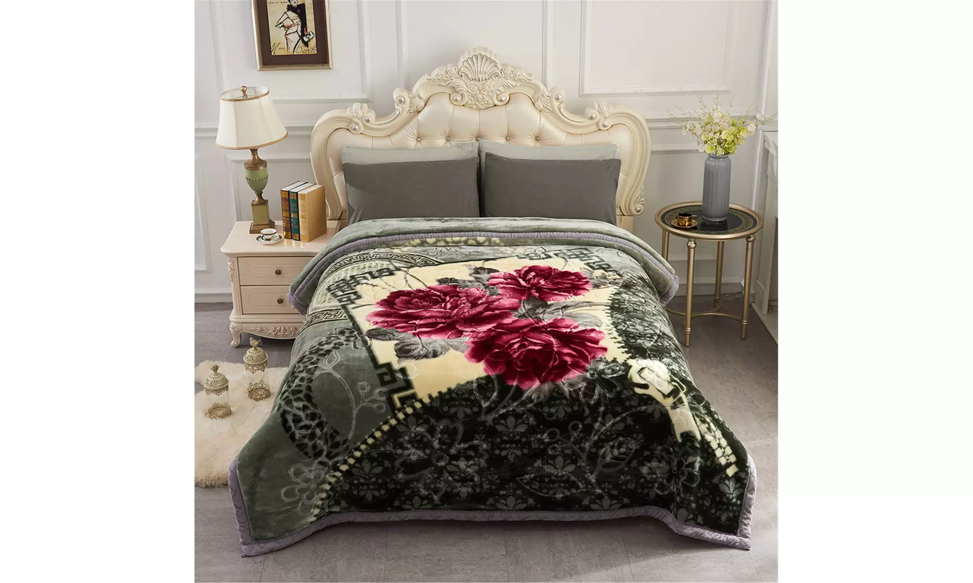JML Heavy Fleece Blanket,2 Ply Printed Bed Blanket For King Size,85"x93",10Lb