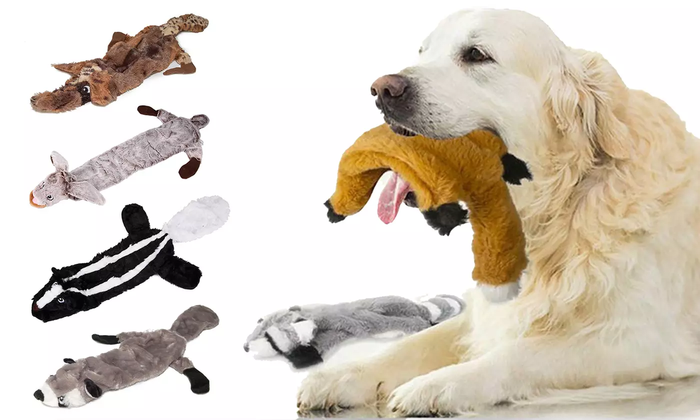 Dog Squeaky Animal Plush Toys with No Stuffing - Primary Image