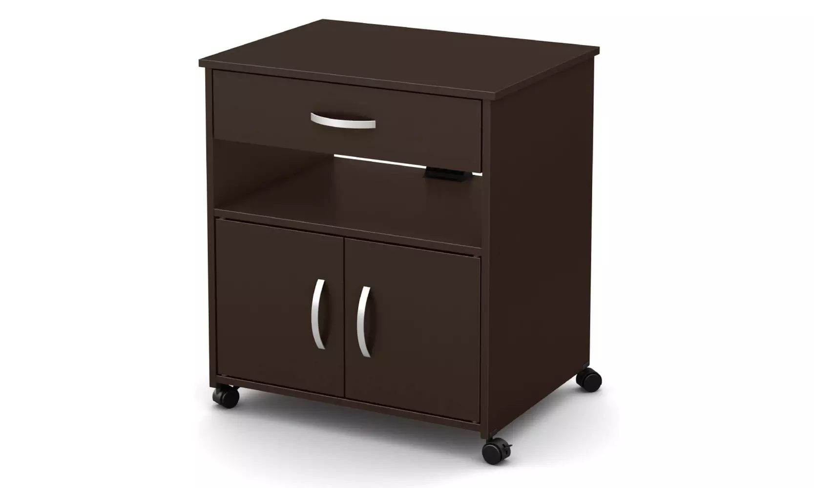 2-Door Wooden Printer Stand Cabinet Storage with Wheels - Second Medium