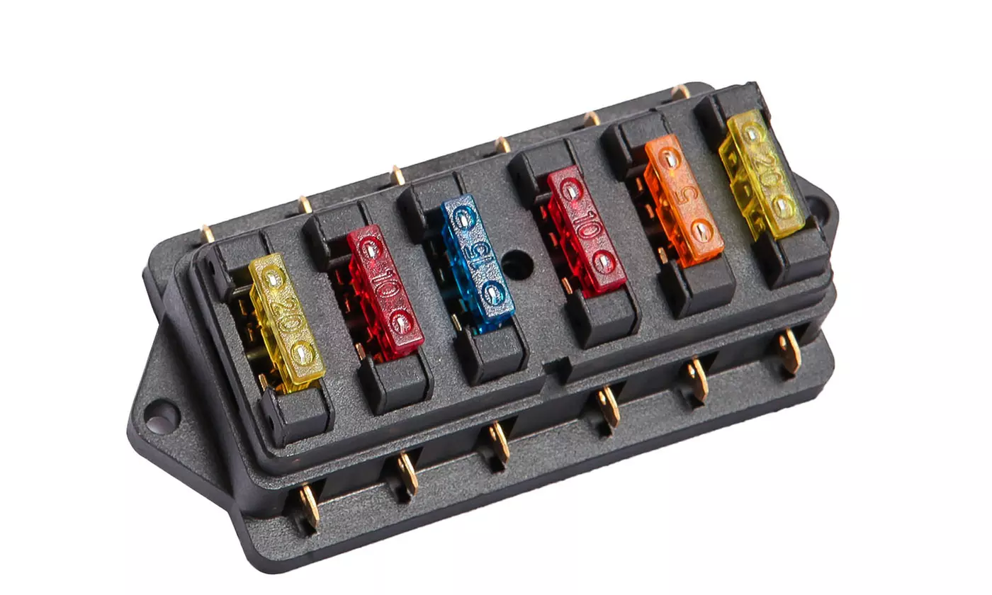6 Way Car Boot Power Distribution 12-24V Blade Fuse Holder Box Block Panel Board - Second Medium
