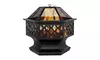 24" Hexagonal Shaped Iron Brazier Wood Burning Fire Pit  for Backyard Poolside