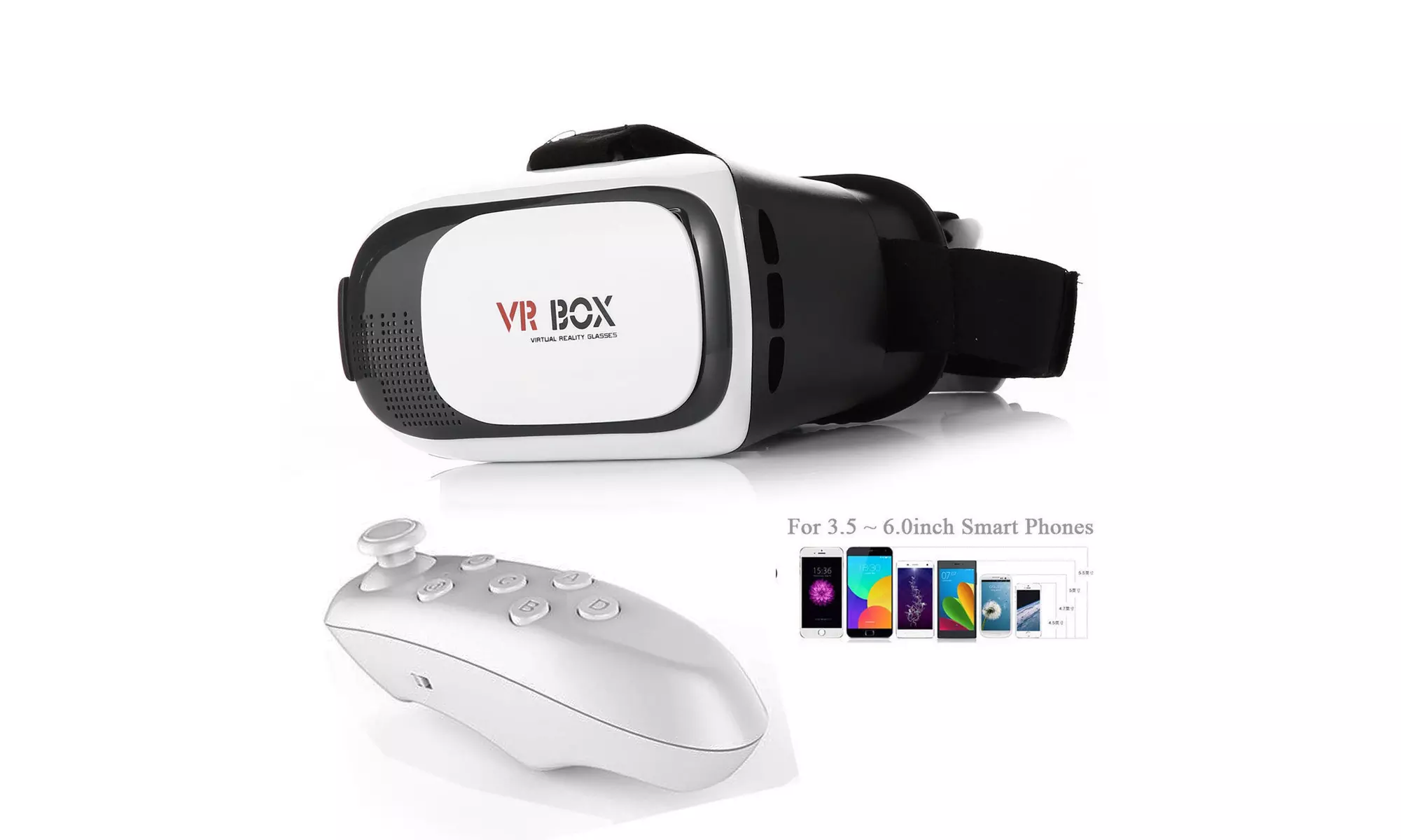 3D Glasses VR Box Headset Google Cardboard Virtual Reality & Bluetooth Control - Primary Image