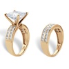 Image 8: 5.15 Cttw. Cubic Zirconia 14k Gold over Silver 2-Piece Wedding Ring Set
