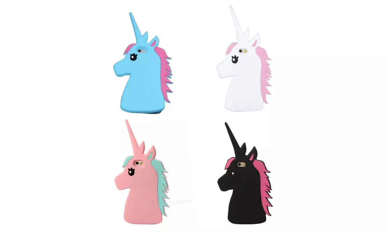 Silicone Unicorn Case - Black, Blue, Pink or White - Primary Image