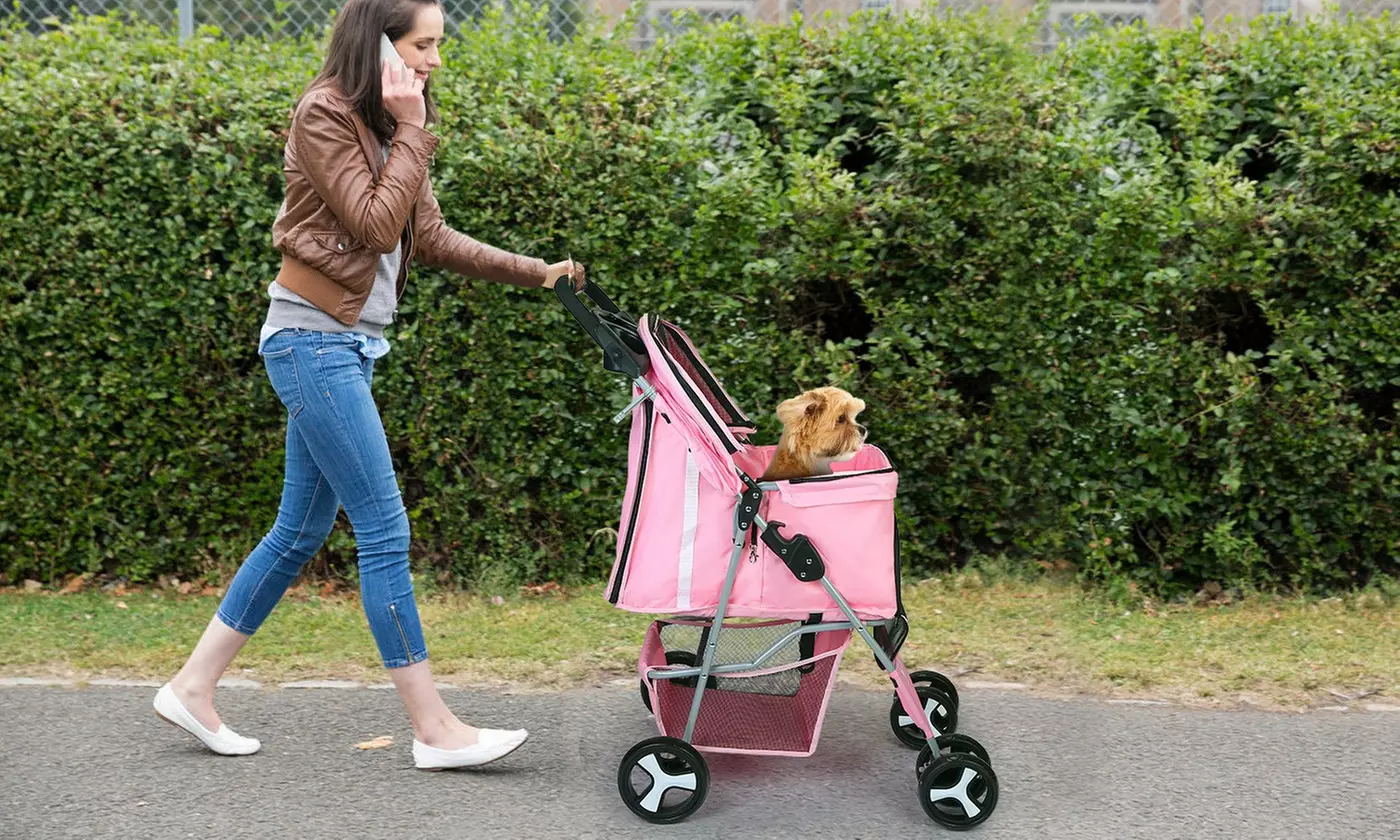 iMounTEK Foldable Pet Stroller w/ Removable Pad & Storage Basket (4- or 3-Wheel) - Primary Image