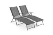 2 Piece Patio Folding Chaise Lounge Chairs w/ 6-Level Backrest Reclining Chairs - Second Medium