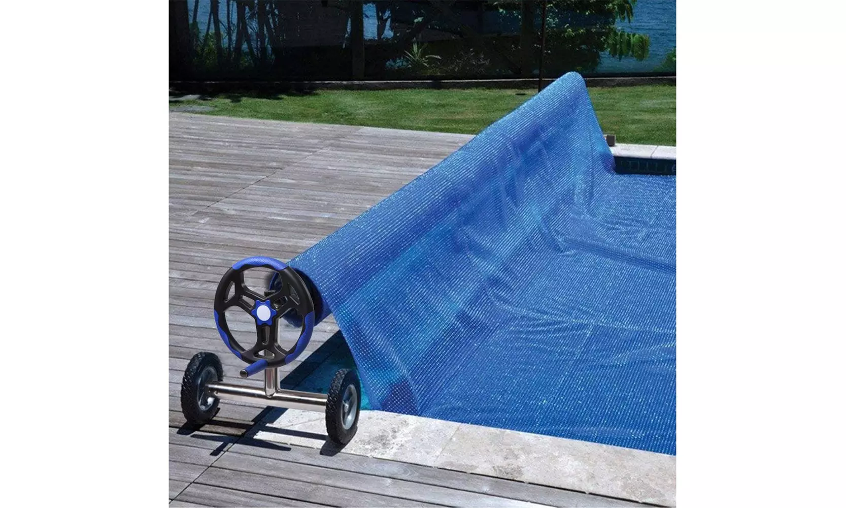 18 Ft Swimming Pool Cover Reel Aluminum Blue for Inground Swimming Pool - Second Medium