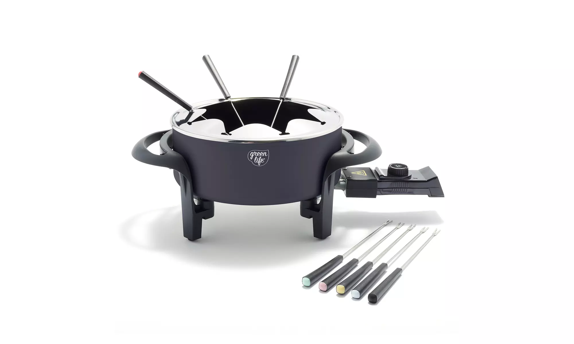 GreenLife Healthy Ceramic Nonstick 3QT Fondue Party Set with 8 Forks - Primary Image